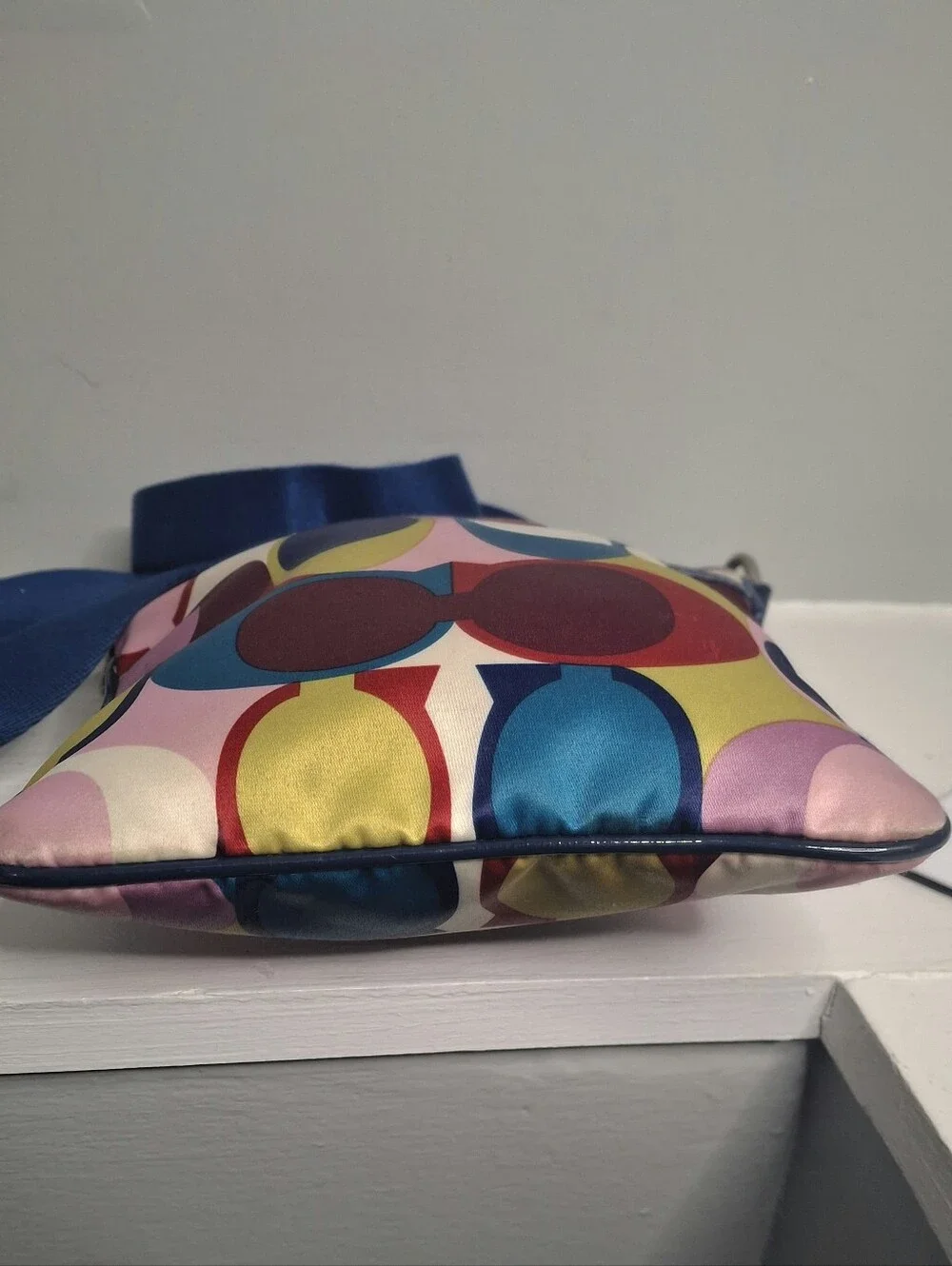 Coach Ashley Scarf Print Swingpack Crossbody Bag Multicolor Satin